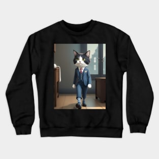 Cat Wearing a Suit - Modern Digital Art Crewneck Sweatshirt